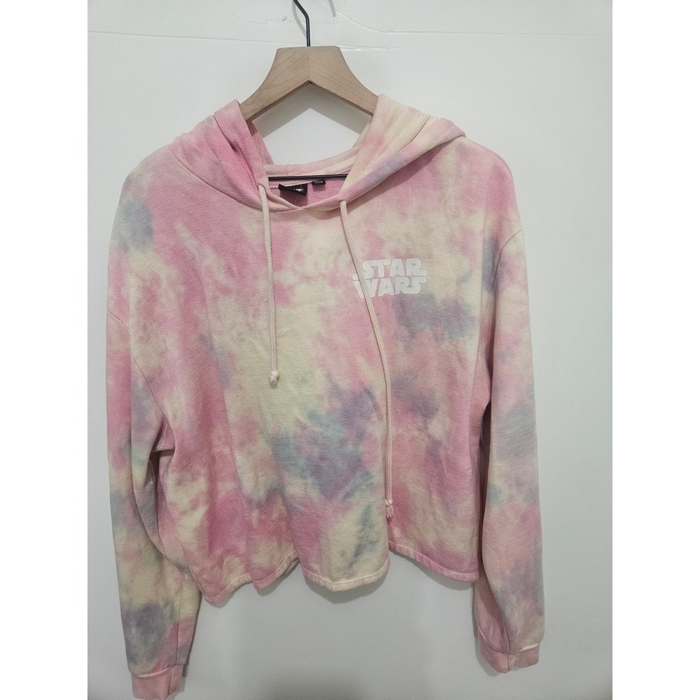Star Wars Tie Dye Cropped Hoodie Pink Purple Rebel Alliance Logo‎ Womens 2X